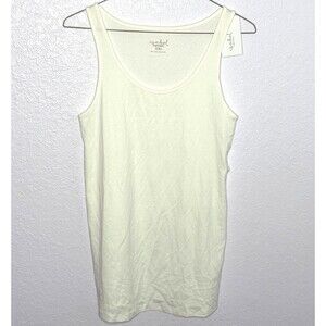 Isabel Maternity Ribbed Soft Comfy Stretchy Classic Tank Top White Size XXL New!